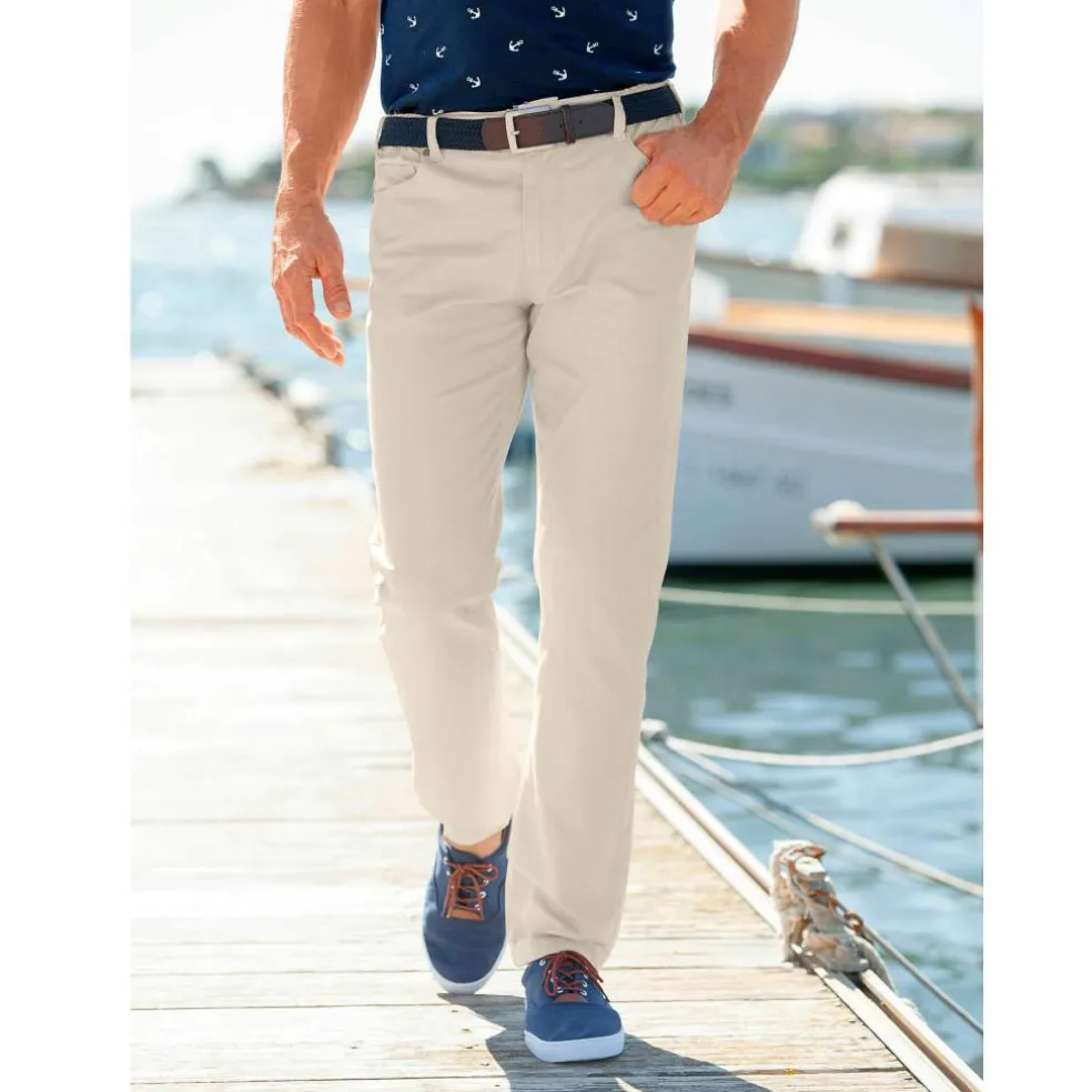 Pantalon droit 5 poches élastiqué côtés - L28