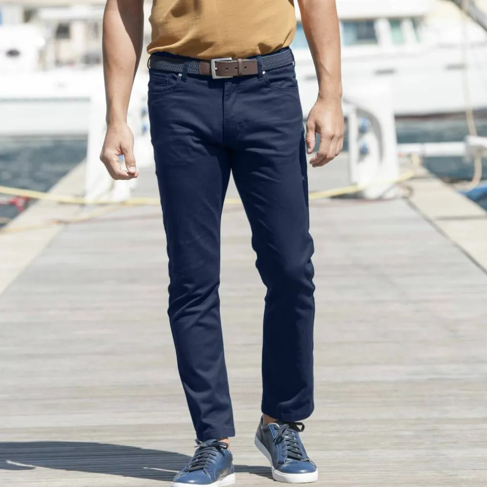 Pantalon droit 5 poches élastiqué côtés - L30