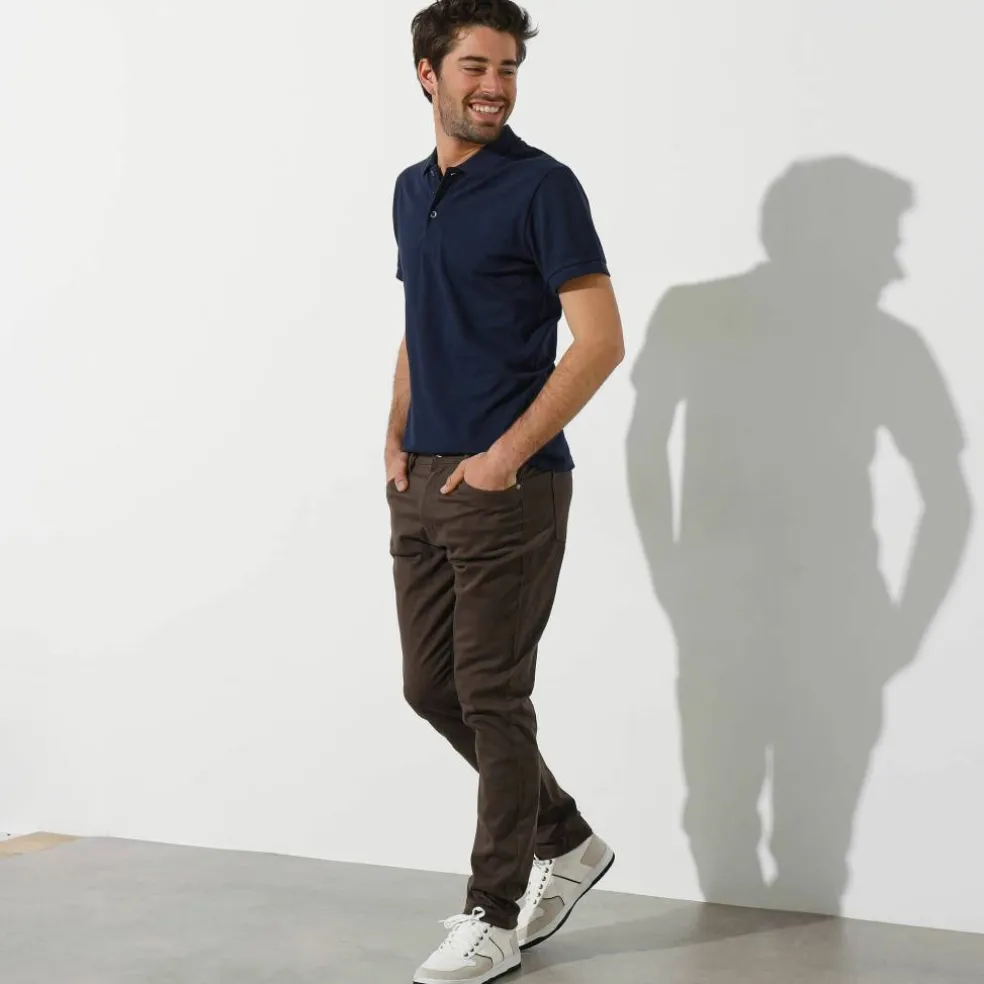 Pantalon droit 5 poches élastiqué côtés - L30