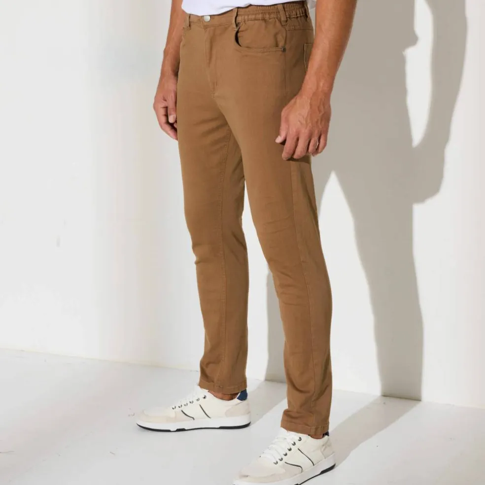 Pantalon droit 5 poches élastiqué côtés - L28