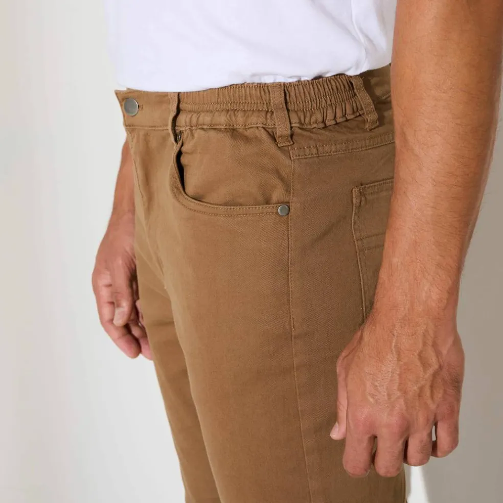 Pantalon droit 5 poches élastiqué côtés - L30