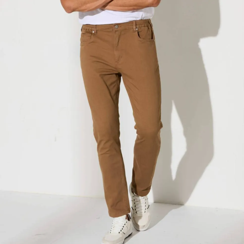 Pantalon droit 5 poches élastiqué côtés - L30