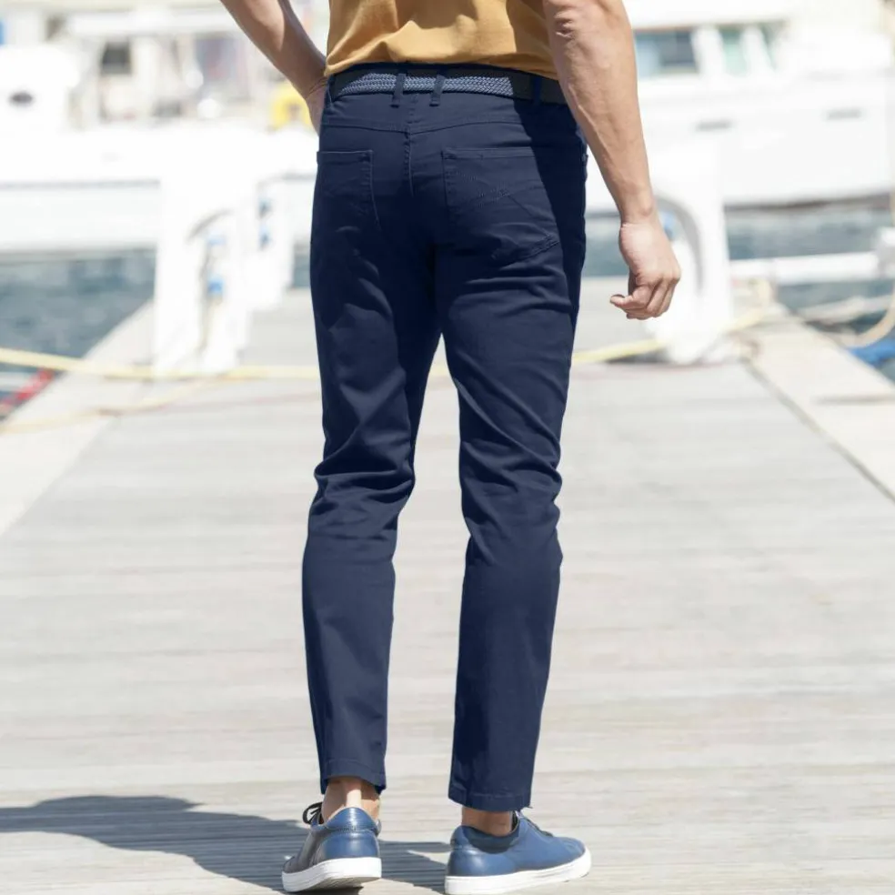 Pantalon droit 5 poches élastiqué côtés - L28