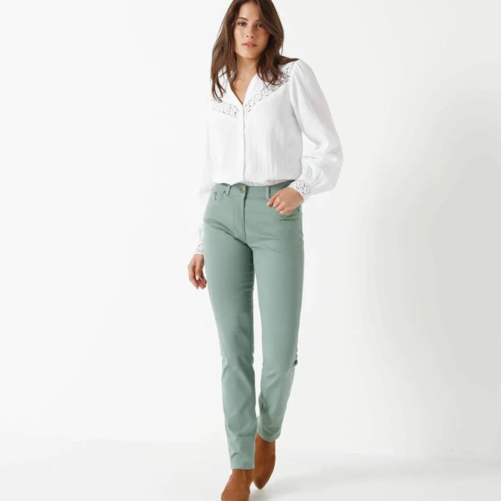 Pantalon droit stretch uni