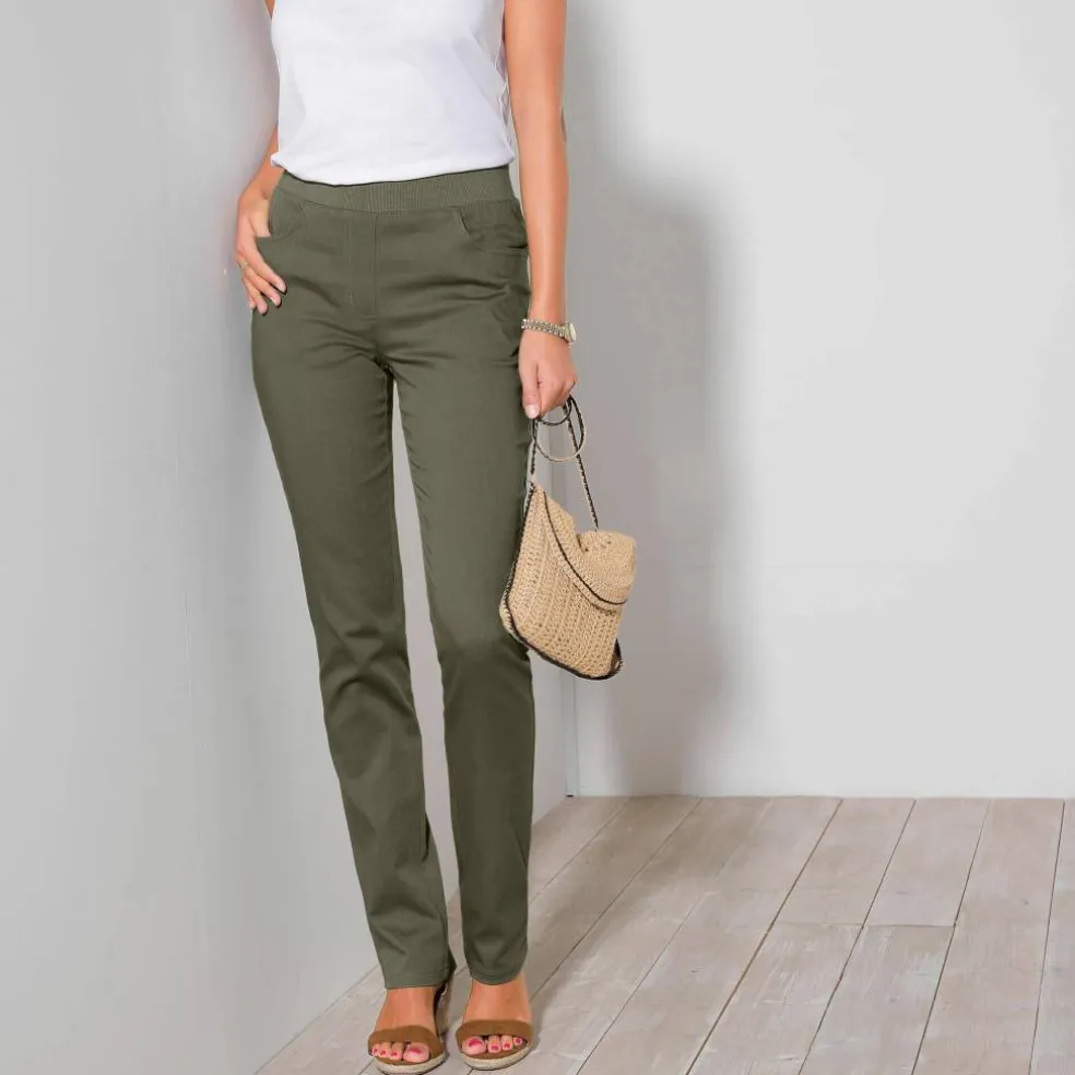 Pantalon droit "ultra confort" taille élastiquée