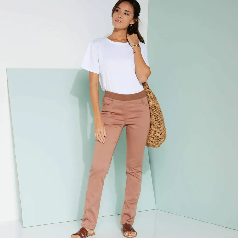 Pantalon droit "ultra confort" taille élastiquée