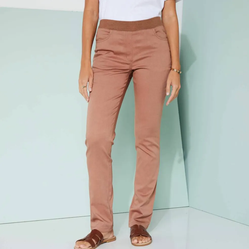 Pantalon droit "ultra confort" taille élastiquée