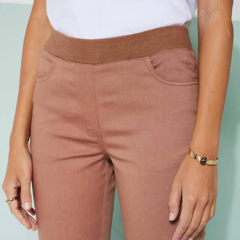 Pantalon droit "ultra confort" taille élastiquée