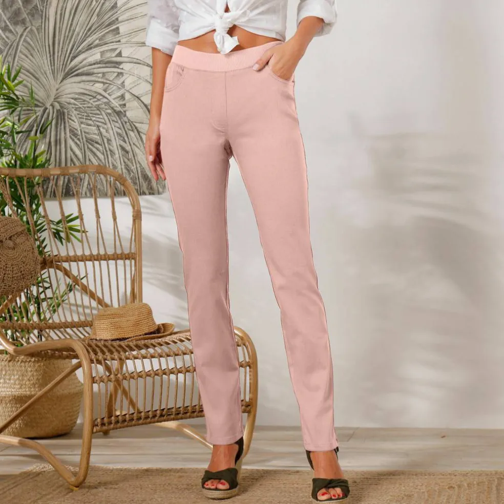 Pantalon droit "ultra confort" taille élastiquée