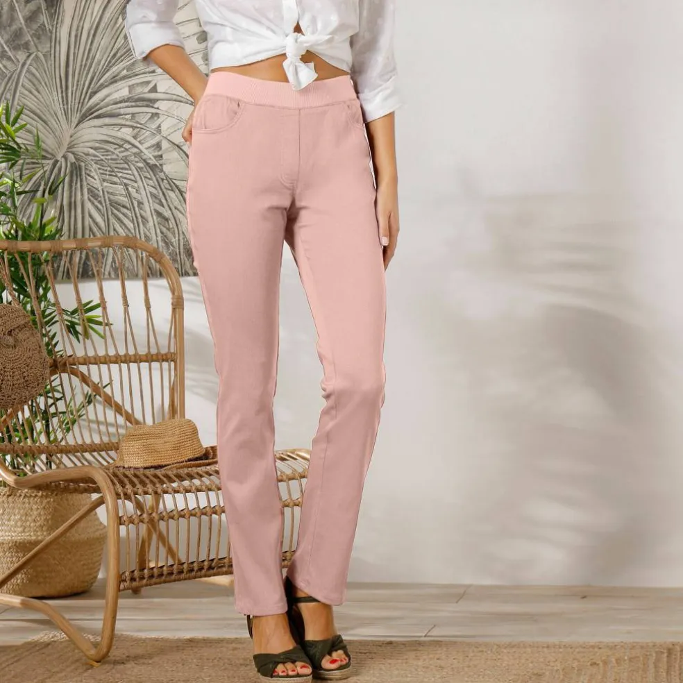 Pantalon droit "ultra confort" taille élastiquée