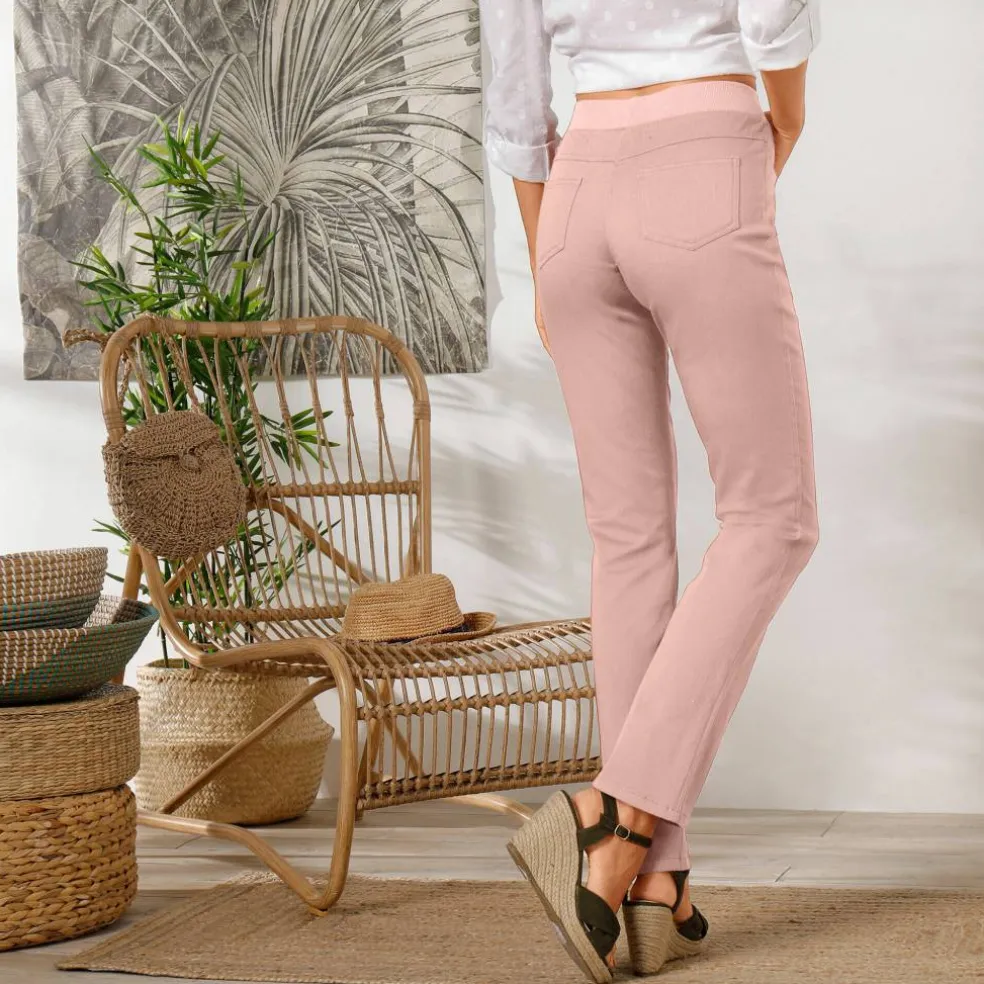 Pantalon droit "ultra confort" taille élastiquée