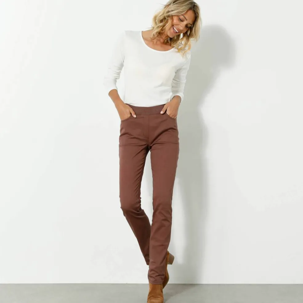 Pantalon droit "ultra confort" taille élastiquée