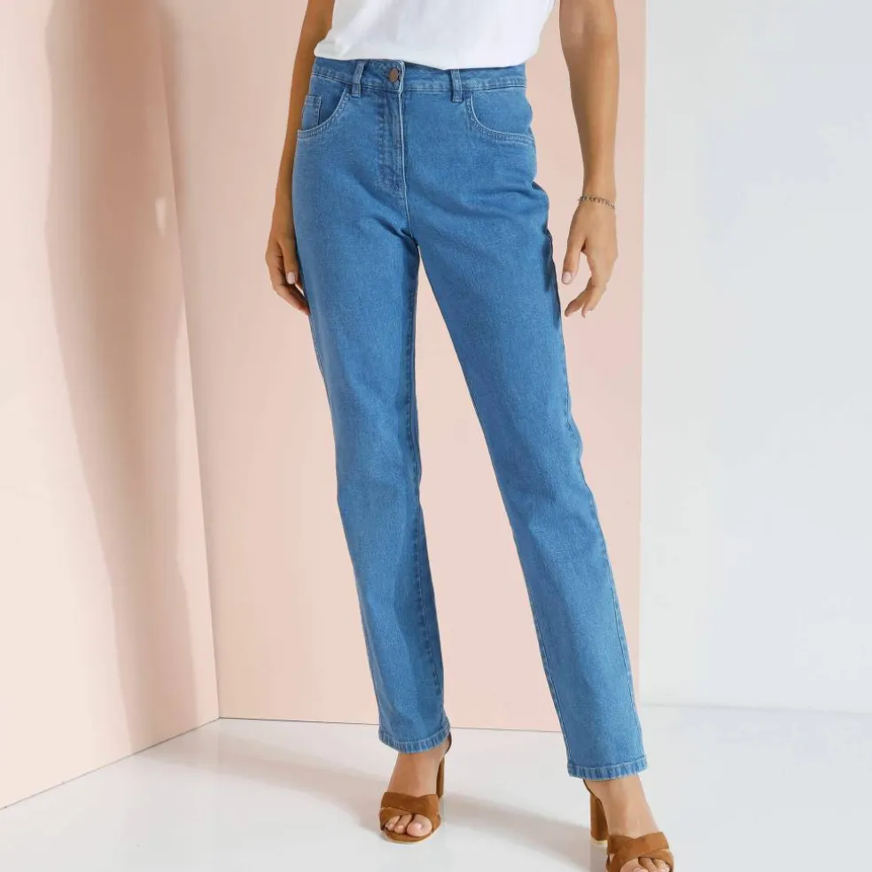 Pantalon effet ventre plat, coton stretch