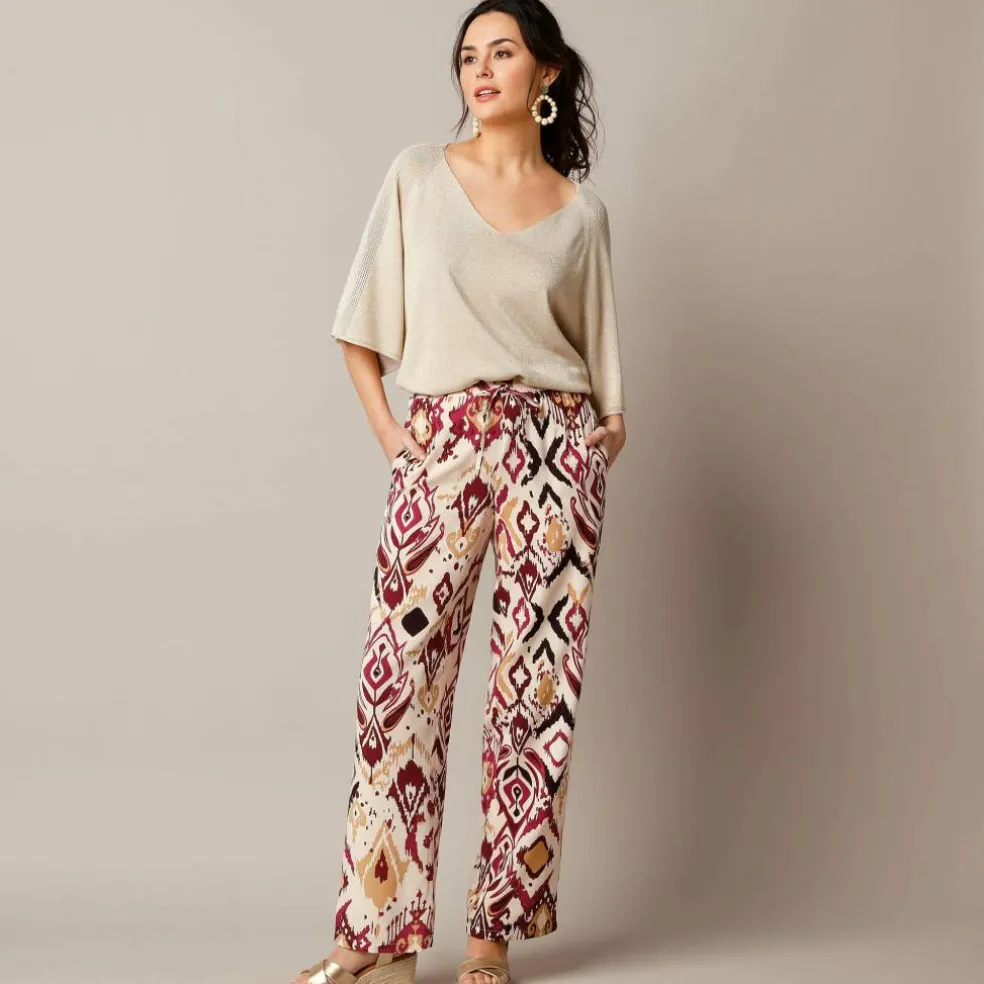 Pantalon fluide large, imprimé