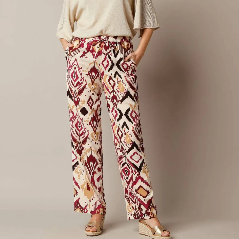 Pantalon fluide large, imprimé