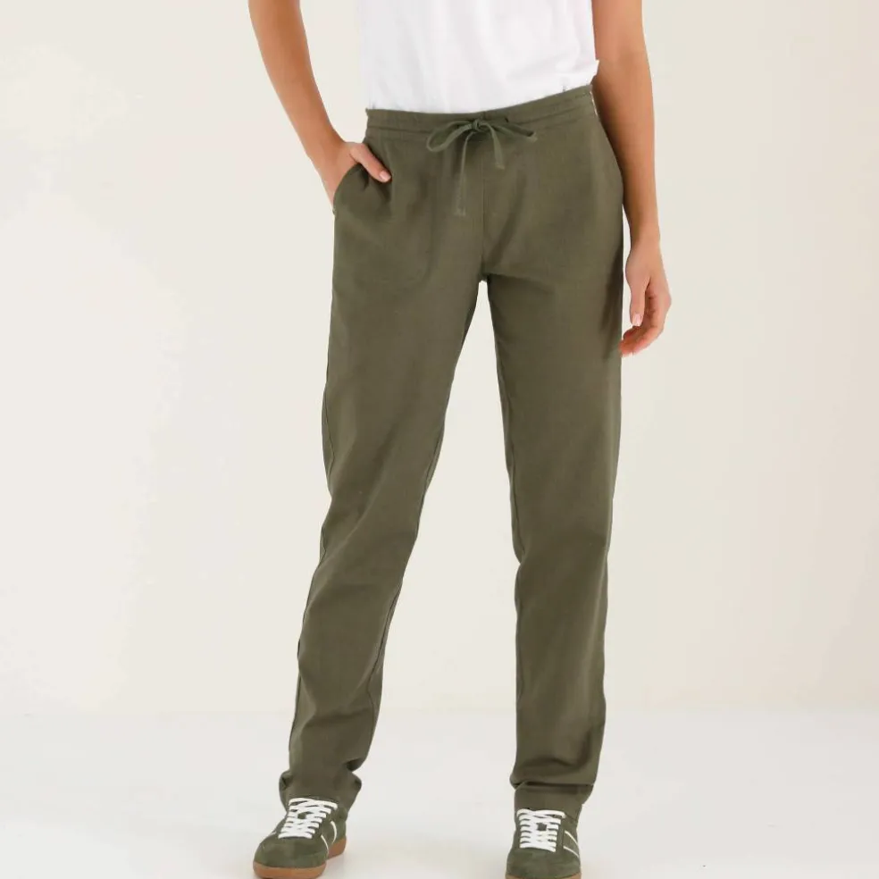 Pantalon fuselé fluide, lin-coton