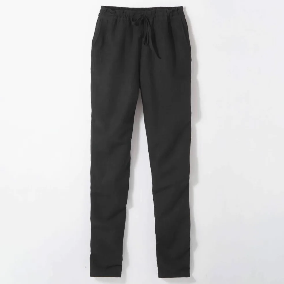 Pantalon fuselé fluide, lin-coton