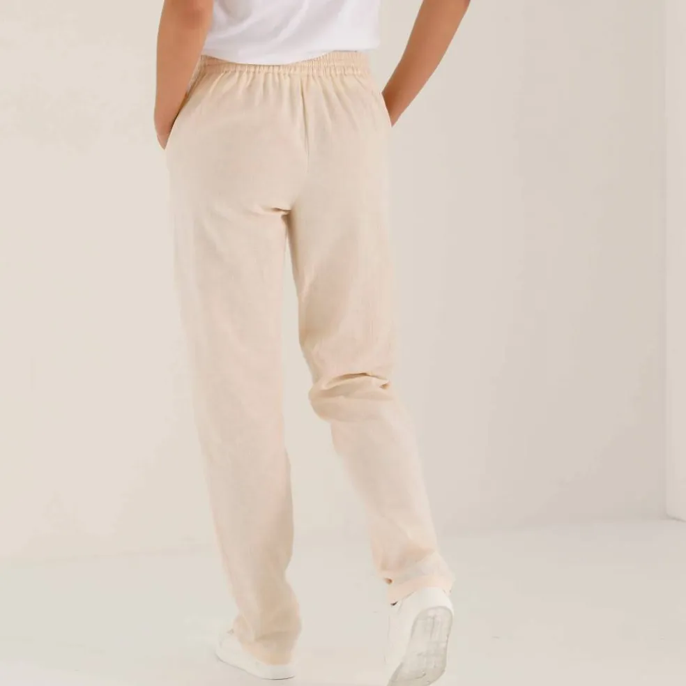 Pantalon fuselé fluide, lin-coton