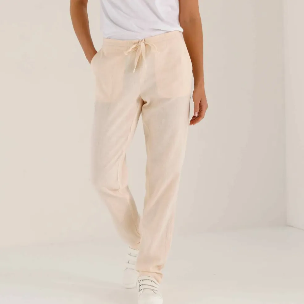 Pantalon fuselé fluide, lin-coton