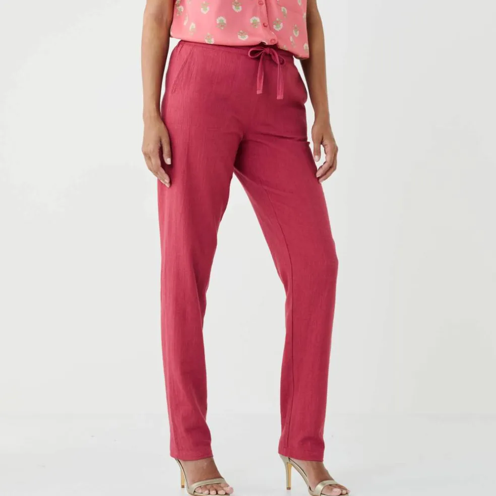 Pantalon fuselé fluide, lin-coton