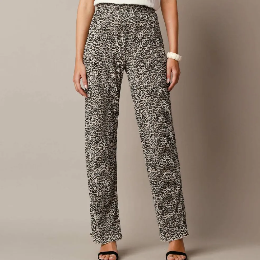 Pantalon imprimé , maille plissée