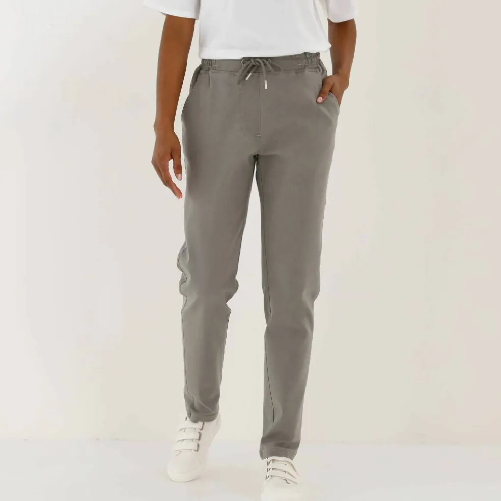 Pantalon jogpant maille effet jean, ceinture élastiquée