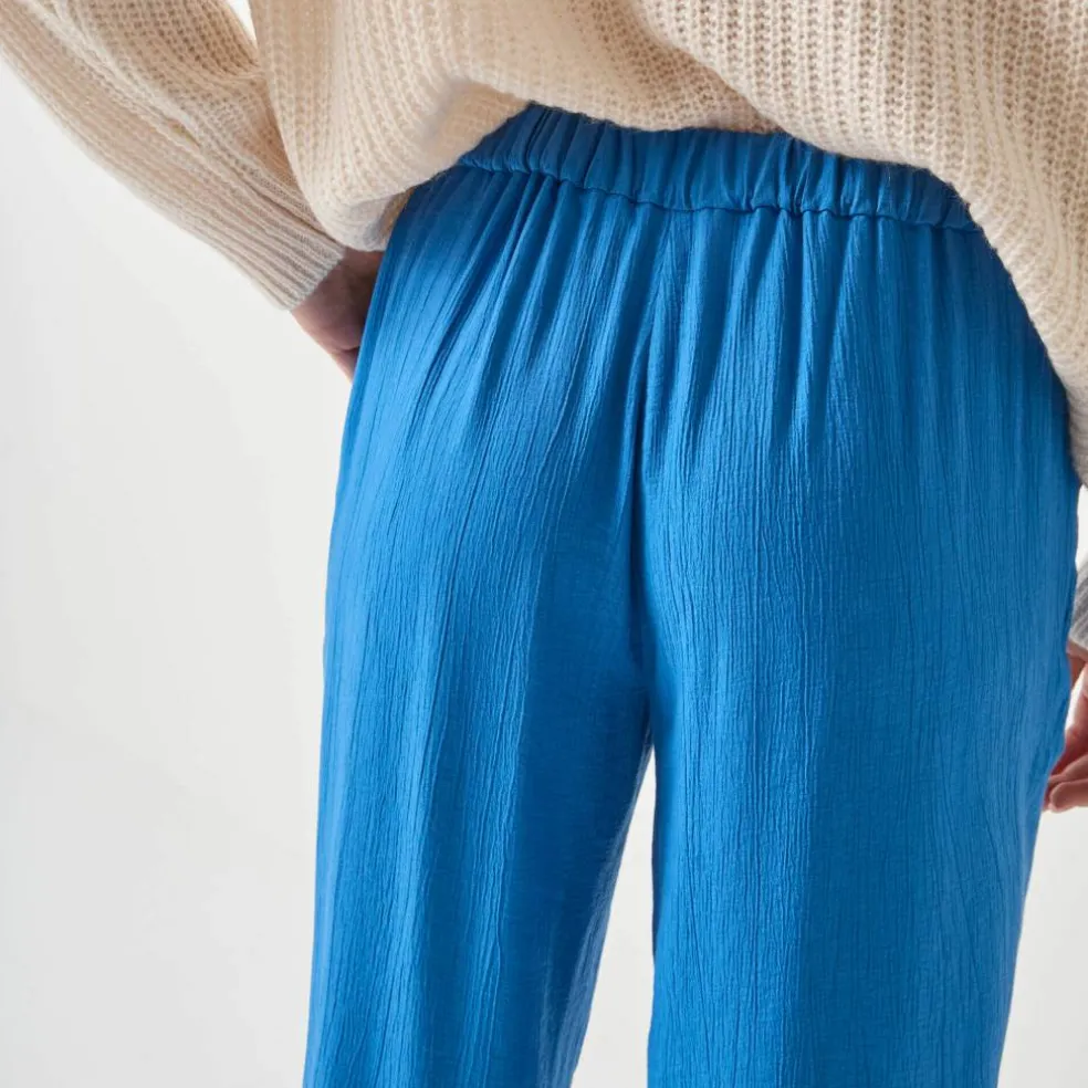 Pantalon large effet matière