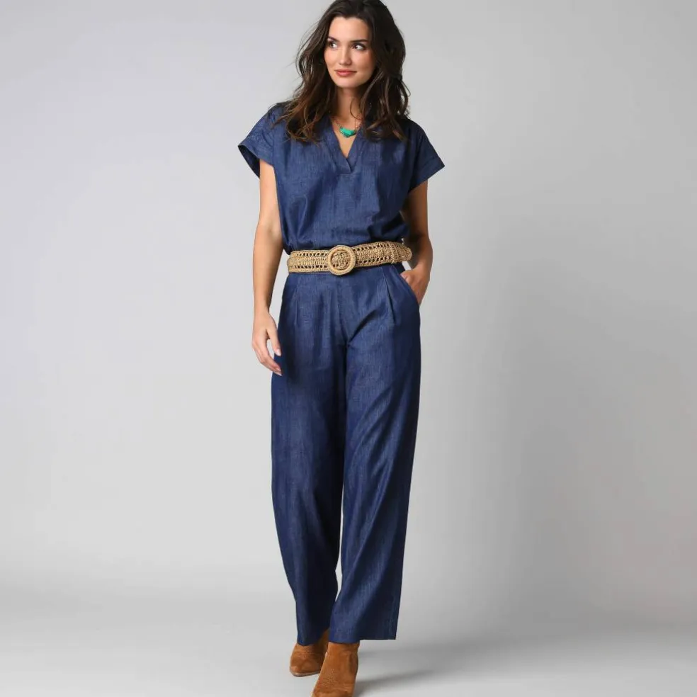 Pantalon large en denim léger