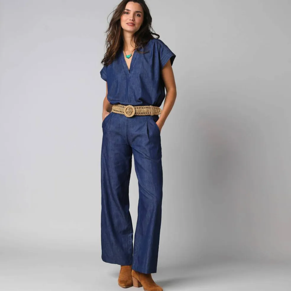 Pantalon large en denim léger