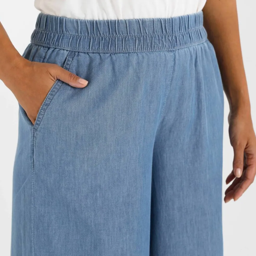 Pantalon large en jean léger, taille élastiquée
