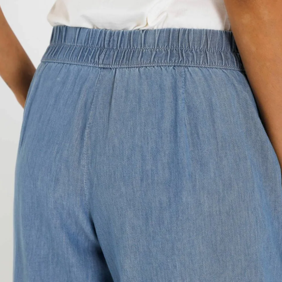 Pantalon large en jean léger, taille élastiquée