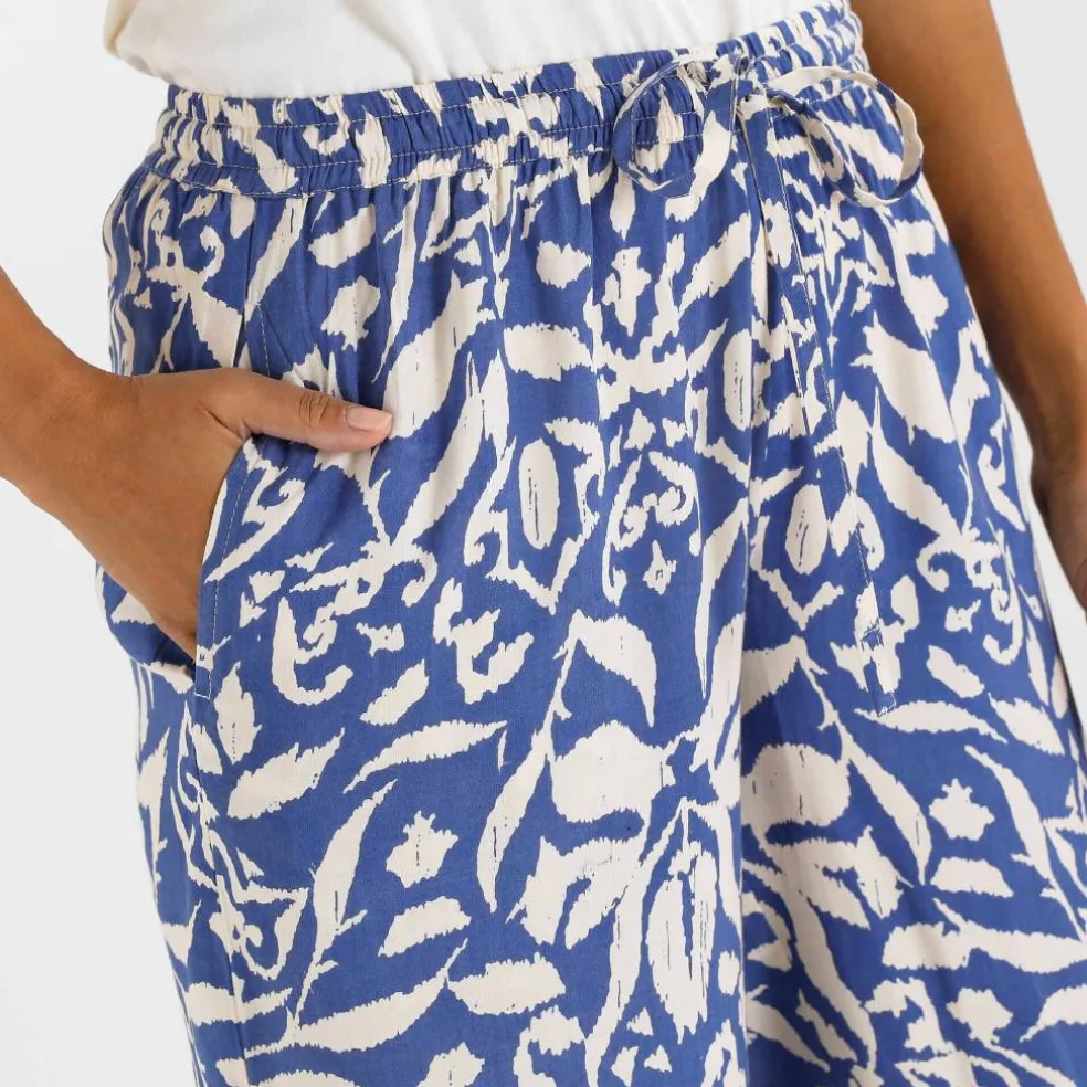 Pantalon large fluide, imprimé bicolore