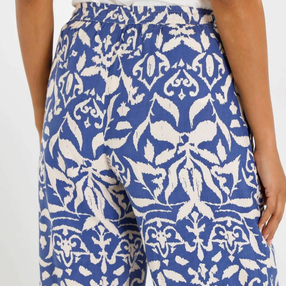 Pantalon large fluide, imprimé bicolore