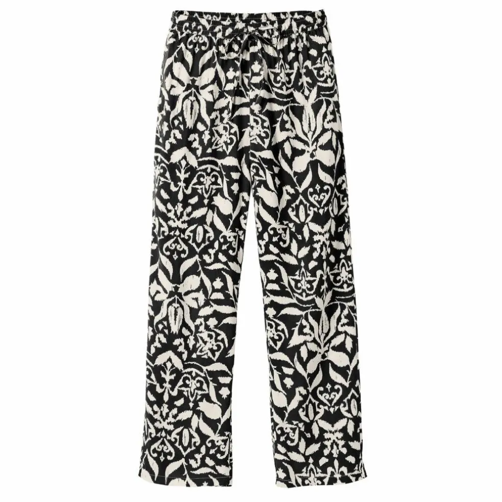 Pantalon large fluide, imprimé bicolore