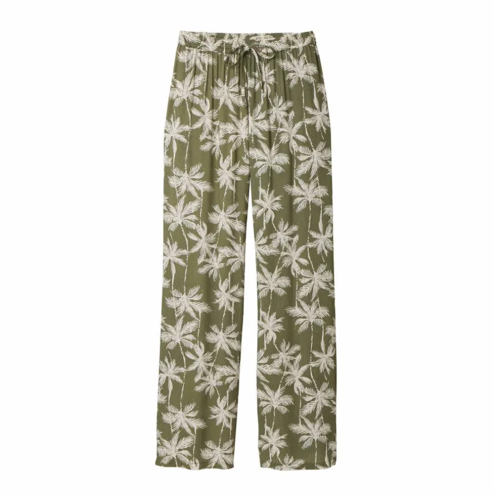 Pantalon large fluide, imprimé palmiers