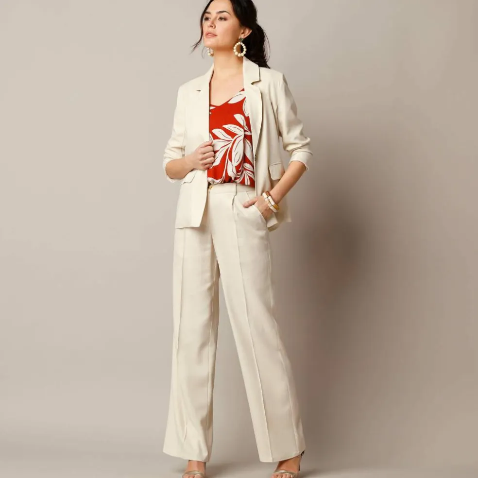 Pantalon large fluide, lin mélangé