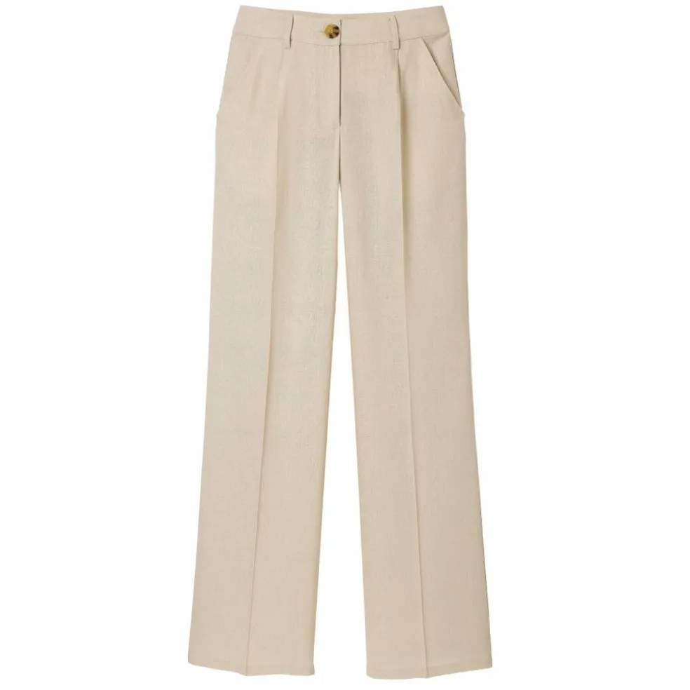 Pantalon large fluide, lin mélangé