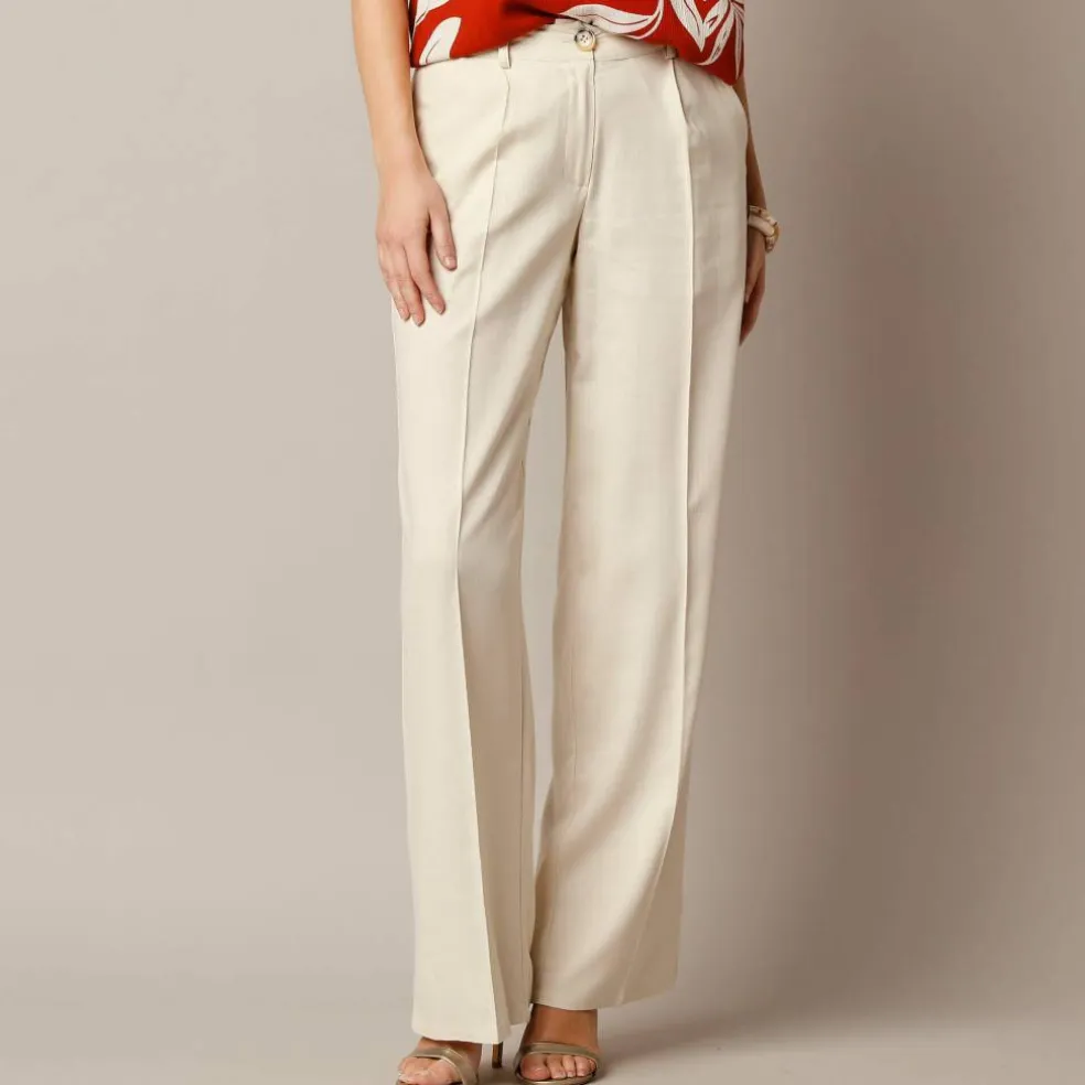 Pantalon large fluide, lin mélangé