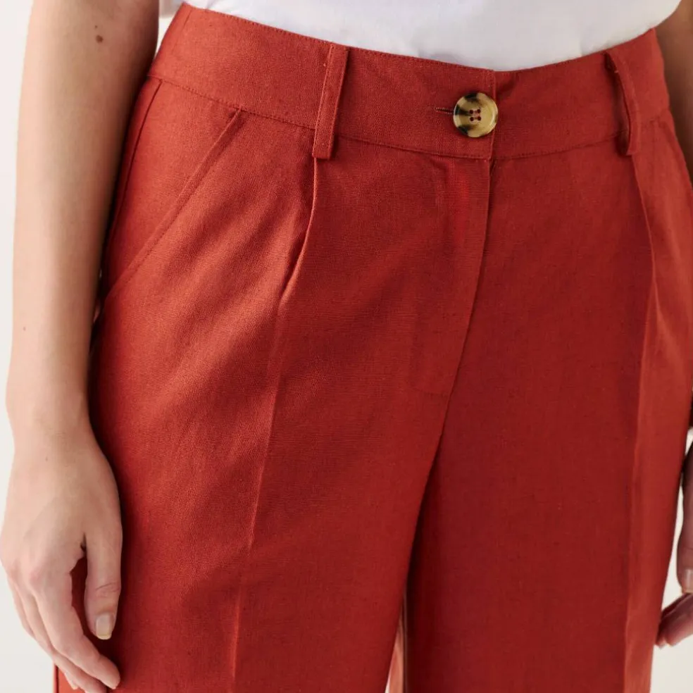 Pantalon large fluide, lin mélangé