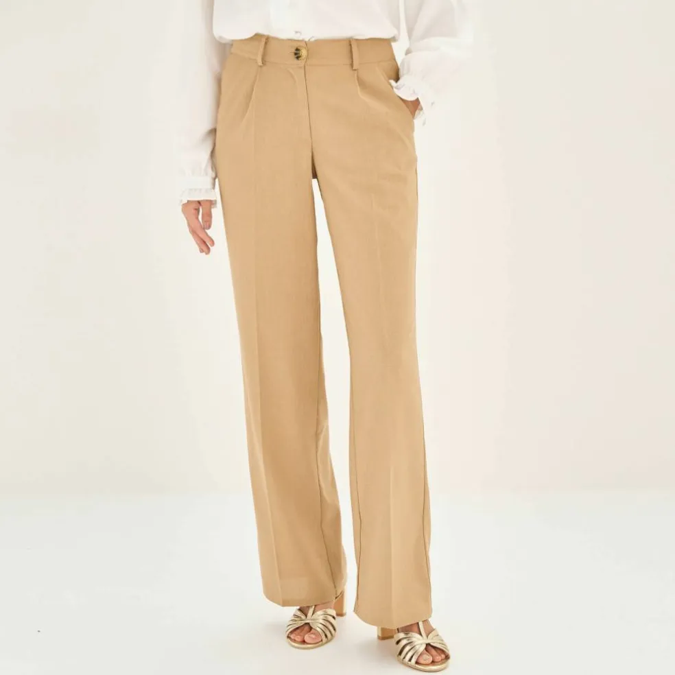 Pantalon large fluide, lin mélangé