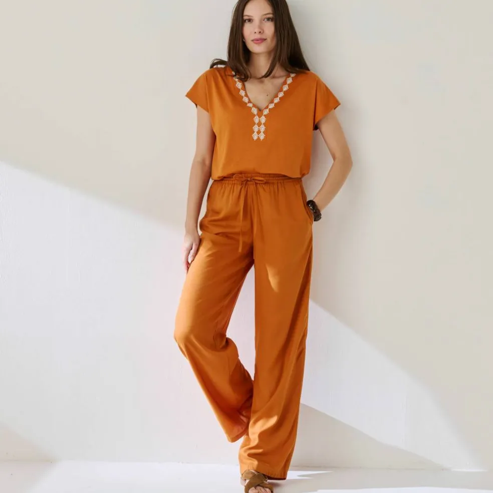 Pantalon large fluide uni