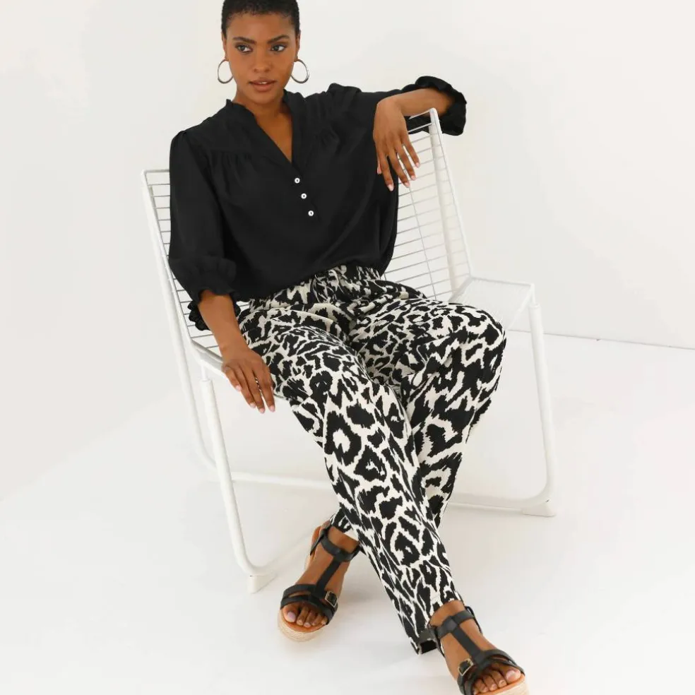 Pantalon large, imprimé