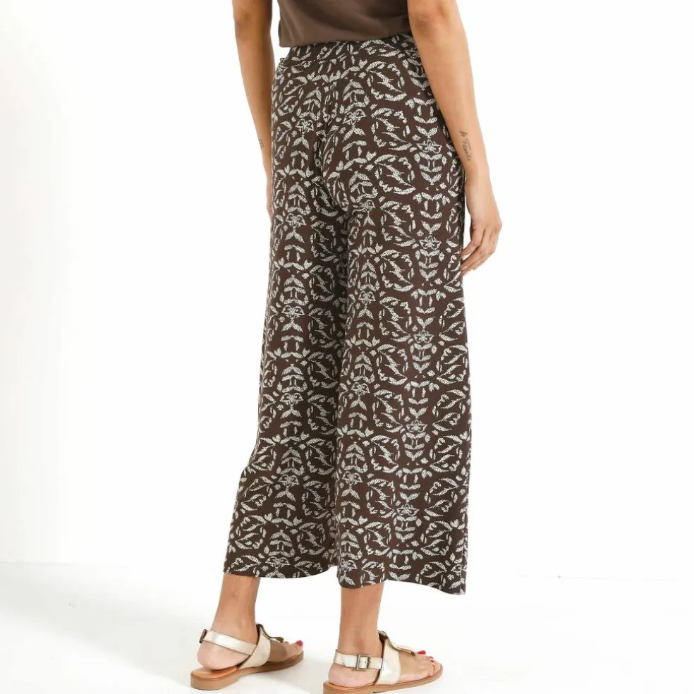 Pantalon large 7/8ème, taille élastiquée, maille imprimée