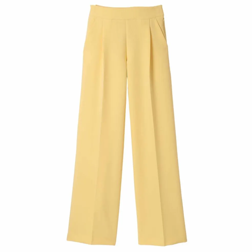 Pantalon large à pinces taille haute, uni