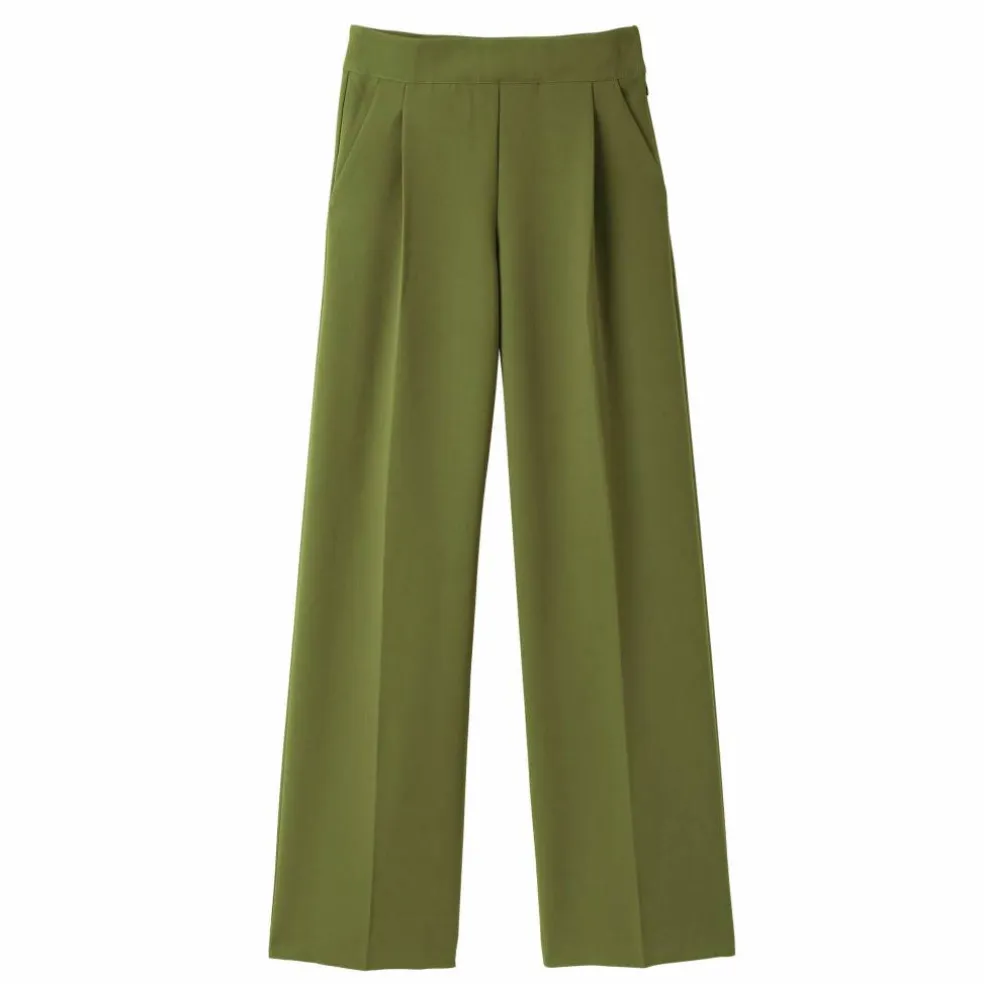 Pantalon large à pinces taille haute, uni