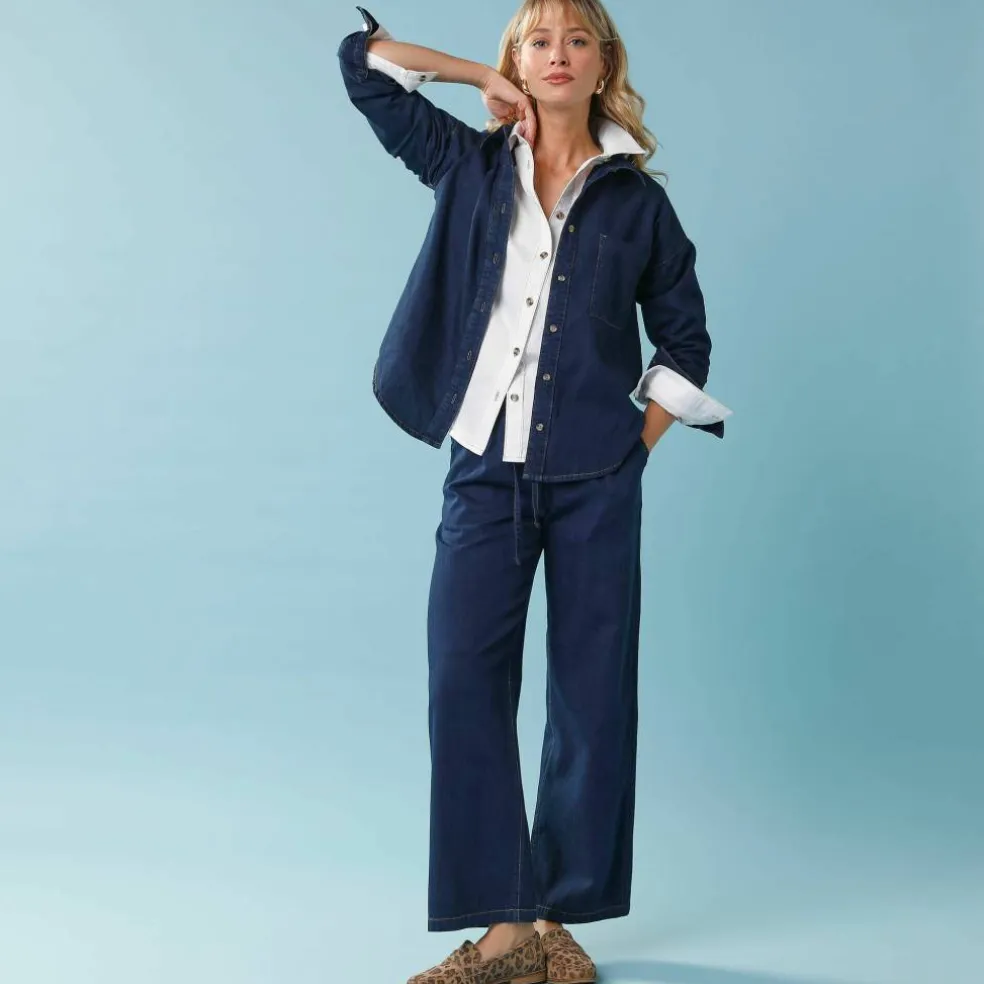 Pantalon large Spécial Petite, denim léger