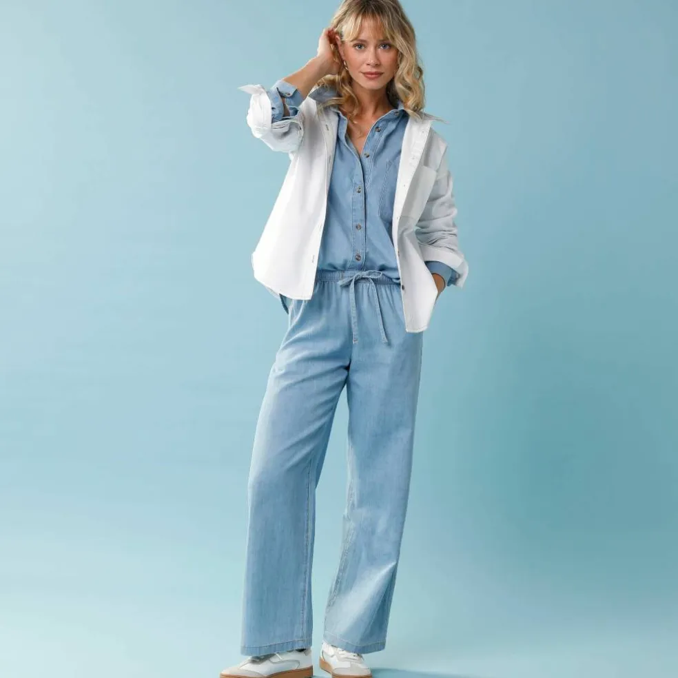 Pantalon large Spécial Petite, denim léger