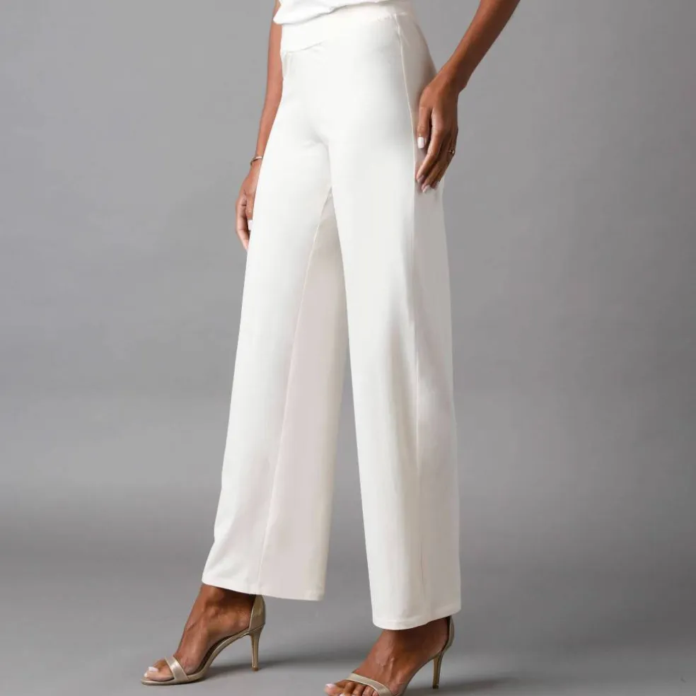 Pantalon large stretch, taille élastiquée