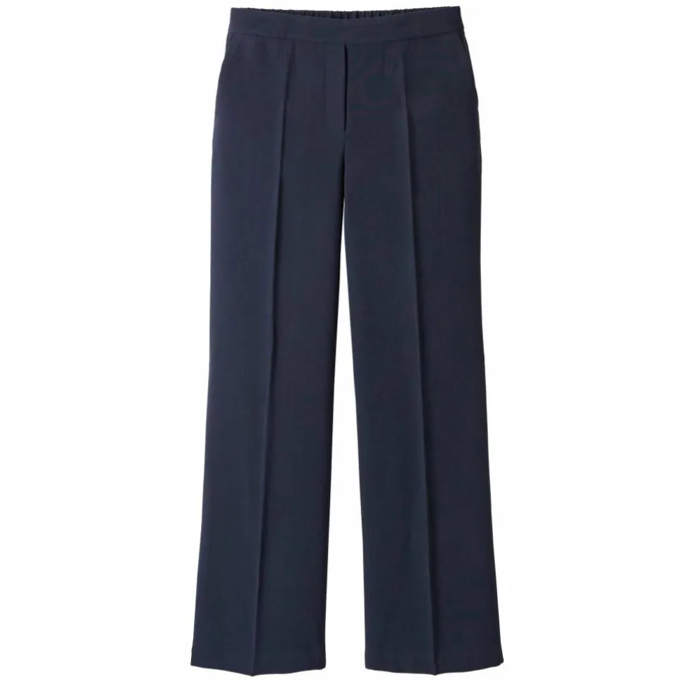 Pantalon large taille élastiquée, crêpe