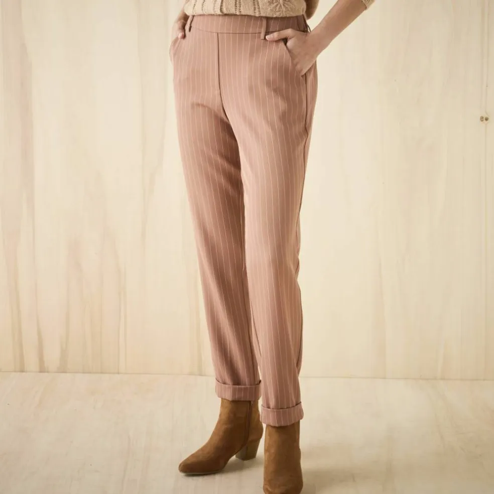 Pantalon 7/8ème fuselé rayé